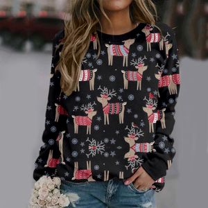 Dames hoodies sweatshirts wit shirt lange mouw dames dames tee dames kerstdruk lange mouwen sweatshirt thermische shirts wo