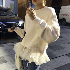 Sweats à capuche pour femmes Sweatshirts Femmes 2021 Harajuku Grande Taille Tendance Solide O-Cou Femmes Pull Étudiants Style Long À Manches Longues Dames