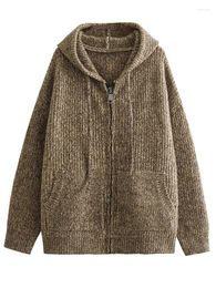 Felpe con cappuccio da donna Felpe con cappuccio da donna Cappotti Autunno Inverno Maniche lunghe larghe Cerniera Top in maglia calda Donna 2023 Moda Casual Solido Felpe con cappuccio