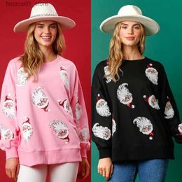 Dames Hoodies Sweatshirts Dames Roze Kerst Pailletten Kerstman Sweatshirt Dames Kerstmis Sparkle Sweatshirt Glitterkleding Ronde hals Sweatshirt Voor Dames Q231101