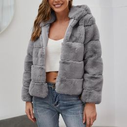 Sweats à capuche pour femmes Sweatshirts Femmes Plus Size Hooded Gilet en fausse fourrure Sweat à capuche à manches longues Gilet Body Warmer Furry Fausse Veste Manteau Tops