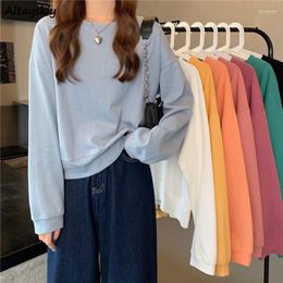 Sweats à capuche pour femmes Sweats Femme Solid Candy Color Loose Basic All-match Cosy Streetwear Simple Leisure Kawaii Trendy Korean Style College