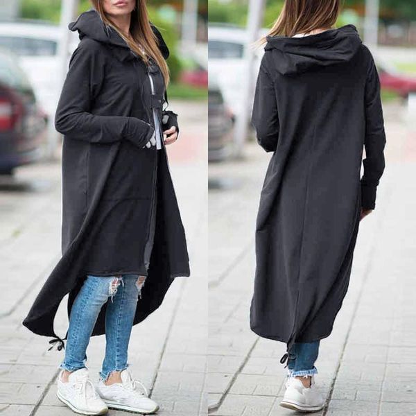 Sweats à capuche femme sweats femmes sweat robe 2022 caftan irrégulier hiver boucles fermeture éclair manteaux grande taille vêtements d'extérieur à capuche haut