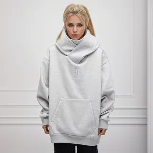 Sweats à capuche pour femmes Sweatshirts Femmes Chic Sweat Avec Poches Col Haut À Capuche Automne Hiver Couleur Unie Mode Américaine Énergie Hiphop Style Design Tops