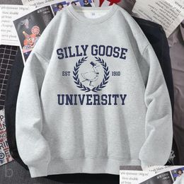 Sweats à capuche pour femmes Sweatshirts à capuche pour femmes Sweatshirts Silly Goose University Crewneck Sweatshirt Femmes Hommes Funny Graphic Plover Ha Dha6N