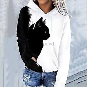 Dames Hoodies Sweatshirts Dames Kitten Pootafdruk Hoodie Lange mouw Schattig Lichtgewicht Pullover Informeel Dames Sweatshirt Herfst Winter 2024 24328