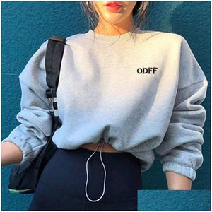 Sweats à capuche pour femmes Sweatshirts Femmes Rainbowwaves Y DString Lettre Sweat-shirt Femmes Crop Casual Solide Manches longues Court à Dh1Ps