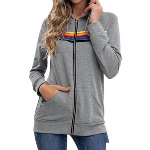 Sweats à capuche pour femmes Sweatshirts pour femmes Sweat à sweat à manches arc-en-ciel surdimensionnée à manches longues à manches longues