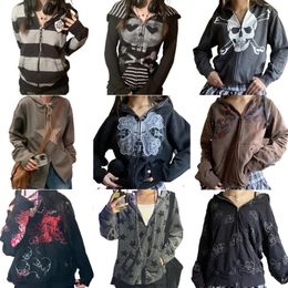 Sweats à capuche pour femmes Sweatshirts Y2K Esthétique Grunge Rétro E fille Gothique Mall Goth Zip Up Vintage Graphic Patch Coat Automne Streetwear 231009