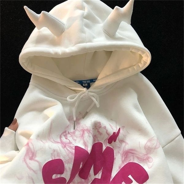 Sweats à capuche pour femmes Sweatshirts Y2K Angel Ears Sweat à capuche Femmes Graffiti Monster Bubble Anime Manches longues Harajuku Goth Pull à capuche 220919