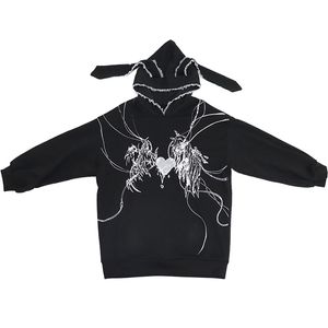 Women's Hoodies Sweatshirts Y2K Harajuku Sweatshirts Gothic Grunge Mechanische konijnenoren Black Hoodie Dames herfst Punk Hoodies Fashion Streetwear 221007