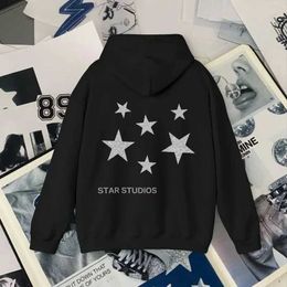 Sweats à capuche pour femmes Sweats à capuche Y2K Femmes Harajuku Hip Hop Lettre Étoile Graphique Imprimé Lâche Sweat Punk Rock Gothique Vêtements Top Streetwear EMO Fille 240401