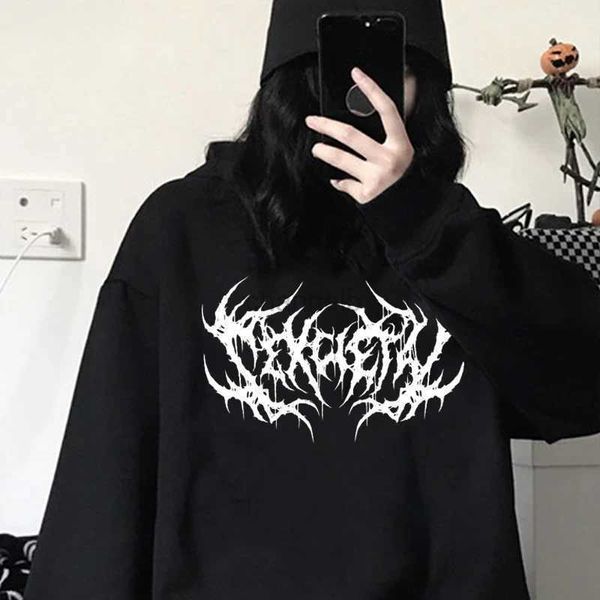 Sweats à capuche pour femmes Y2k Nouvelles femmes Paullateurs Sweats Sweatshirts Kpop HARAJUKU TOS TEES BLACK DROPSHIPING Gothic Black Print Streetwear Clothes 240413