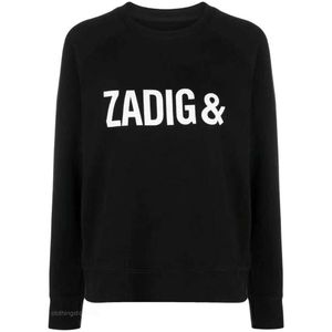 Sweats à capuche pour femmes Sweatshirts Zadig Voltaire Designer Zv Lettre classique Slogan imprimé Col rond Manches raglan Pull en coton pour femme