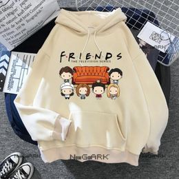 Socié de télévision à sweats à capuche féminine Harajuku Ullzang Sweat-shirt graphique Vintage Lettre Y2K Hoody Femme Femme Found Cartoon Friends Black