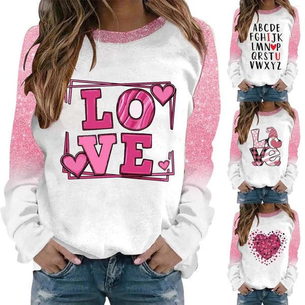 Sweats à capuche pour femmes Saint-Valentin à manches longues Sweat-shirt sans capuche Haut en polaire brillant Femmes Tenues de jogging Ensemble Grands garçons Sweat à capuche zippé