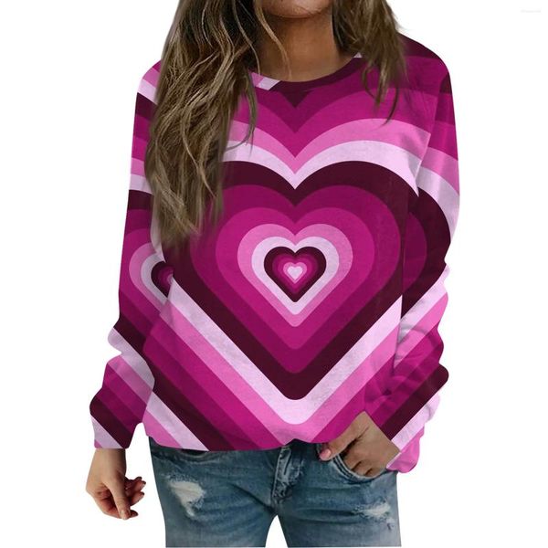 Sudaderas con capucha para mujer, sudadera gráfica con estampado del Día de San Valentín, jersey informal de manga larga, Top para vacaciones de primavera, ropa para mujer