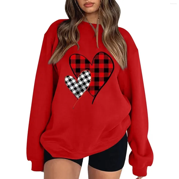 Sudaderas con capucha para mujer Día de San Valentín Color sólido Love N Print Off Hombro Manga larga Cuello redondo Sudadera con capucha Sudadera teñida con lazo