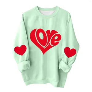 Sweat à capuche pour femme - Pull pour la Saint-Valentin - T-shirt imprimé amour mignon - Coupe ample - Manches longues - Col rond - En coton - Haut d'été - Camisole