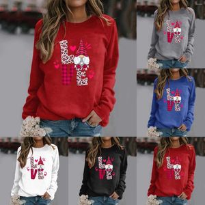 Sudaderas con capucha para mujer, sudadera para el día de San Valentín, cuello redondo, estampado de letras de amor, manga larga, sudaderas informales