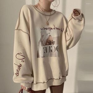 Sudaderas con capucha Vintage para mujer, moda coreana para mujer, todopoderoso, estampado Floral, manga larga, cuello redondo, suéteres para mujer, sudaderas informales de otoño para mujer