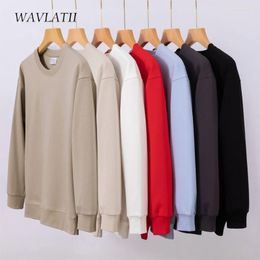 Dames hoodies wavlatii 2024 vrouwen eenvoudige stijl kaki sweatshirt vrouwelijk mode streetwear soild o-neck hoodie casual witte tops voor de herfst