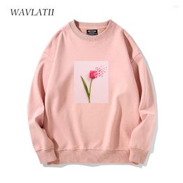 Sweats à capuche pour femmes WAVLATII Femmes 2024 Sweat-shirts chauds épais Femme Rose Survêtement Lady Doublure de fourrure artificielle Tops pour l'hiver WH2140