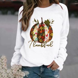 Dameshoodies Wit Sweatshirt Thanksgiving Print Trui met lange mouwen Kerstblouse Ondershirts Koreaanse casual trui