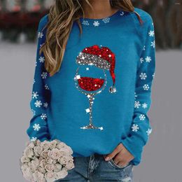 Dameshoodies Wijnglazen Sweatshirt Dames 3D Print Vrolijk Kerstfeest Hoodie Mode Y2k Jassen Hoed Grappige Top