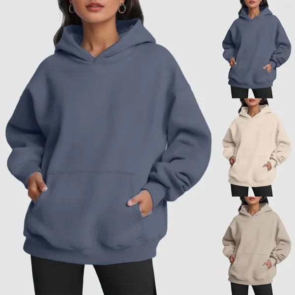 Sudaderas con capucha de invierno para mujer, sudaderas de gran tamaño, camisas de manga larga de lana, jersey, ropa de otoño, chaquetas peludas de punto, abrigos