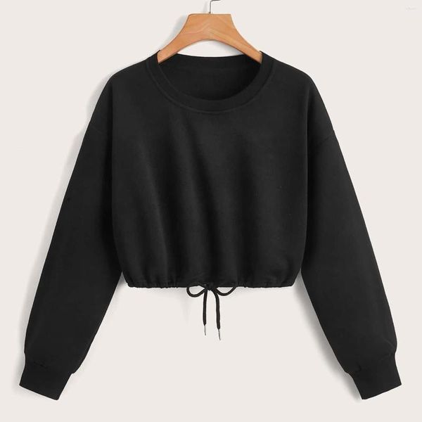 Sweats à capuche pour femmes avec chapeau Shorts coréens All-Match pour femmes Sweat-shirt Harajuku Crop Top Y2k Pull Streetwear confortable Pull Ulzzang