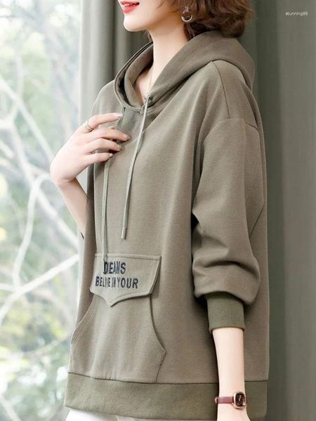 Sweat à capuche pour femme, vêtement gris, vert, avec impression de lettres, texte E, hiver froid, Y 2k, Vintage, années 2000, épais, Xxl