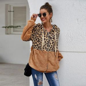 Dames Hoodies Dames Herfst Winter Sweatshirts Capuchon Luipaard Casual Rits Lange Mouw Hoodie Mode Top Warme Jas Mujer