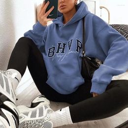 Women's Hoodies Dames Casual hoodie Bhvr Game Letter Printing plus Velvet Warm Long Sleeve Streetwear Sweater in de herfst Winter Grunge