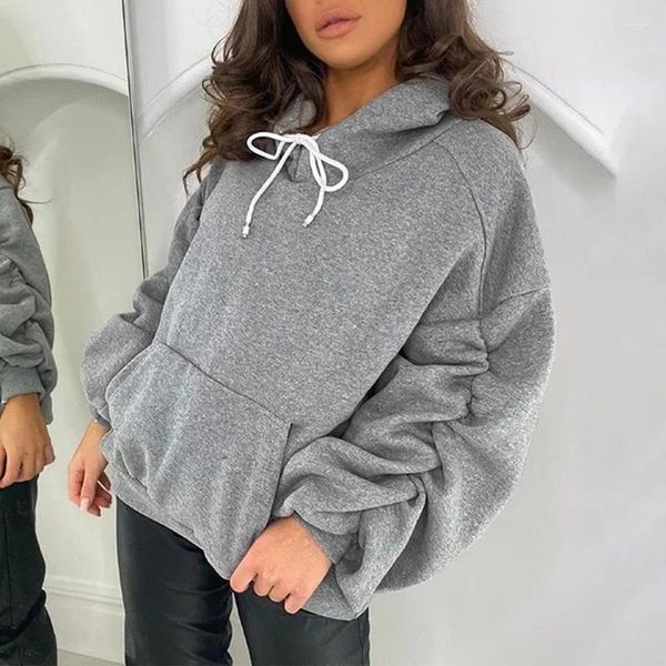 Sweats à capuche pour femmes Femmes Casual Sweat à capuche ample Harajuku Ruché Manches longues Automne Hiver Cordon Chaud Coton Streetwear