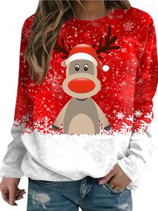 Sweats à capuche pour femmes femmes pull de noël pull à manches longues sweat chemises amples mignon bonhomme de neige wapiti imprimé pull hauts