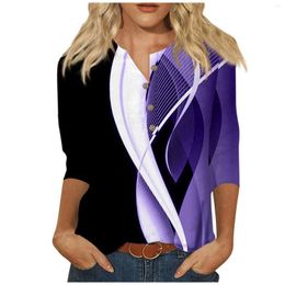 Sweats à capuche pour femmes Femmes mignonnes t-shirts imprimés Blans décontractés plus taille basique Tops Pullover pour 3/4 Shirts à manches