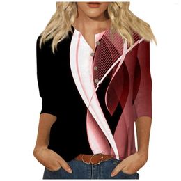 Sweats à capuche pour femmes Femmes mignonnes t-shirts imprimés Blouss décontractés plus taille de base Tops Pullover pour 3/4 de chemises à manches