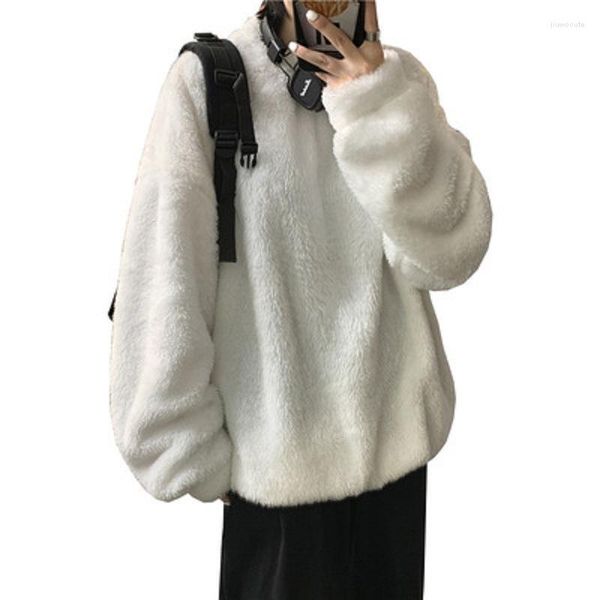 Sudaderas con capucha para mujer Sudaderas con forro polar de terciopelo añadido doble Cálido Estudiante de invierno Coreano Manga larga Suéter suelto Abrigos de felpa peluda WDC9415