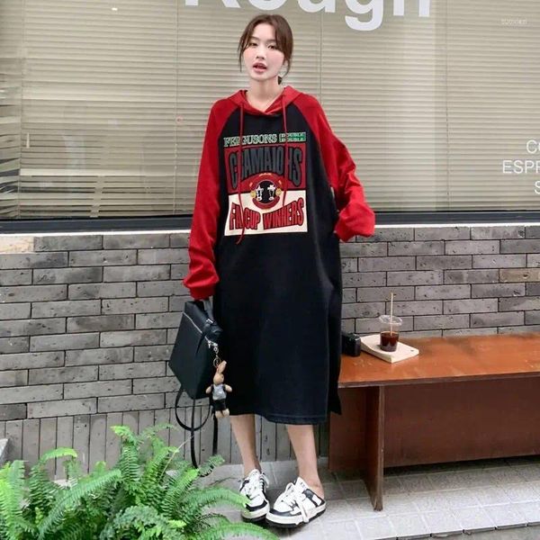Sudaderas con capucha para mujer Vestidos de mujer Harajuku Ropa de estilo coreano Plus Sudadera con capucha Retro Y2k Ropa de abrigo Chaquetas largas para mujer Abrigos