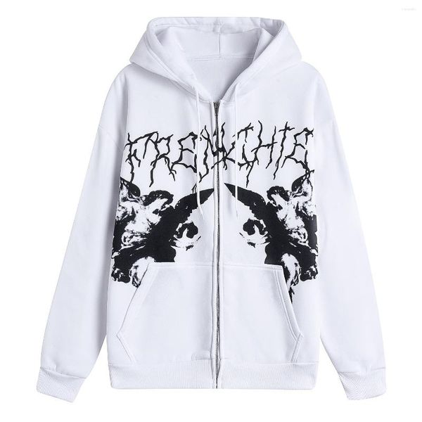 Sweats à capuche pour femmes Femmes Sweat à capuche complet Sweat-shirts à fermeture éclair Veste d'impression esthétique à manches longues Kawaii Gothic Fairy Grunge Manteau Vêtements