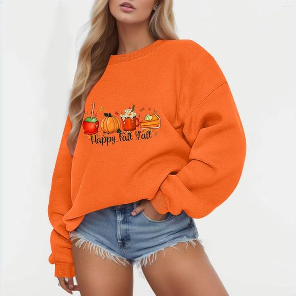 Sudaderas con capucha para mujer, suéter con taza de café con leche y calabaza de Halloween para mujer, camisetas Y2K para chica de uso diario, ropa de calle informal de gran tamaño para mujer