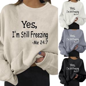 Dameshoodies Dames Letterprint Grafisch sweatshirt Casual ronde hals Pullover Los shirt Volledige ritssluiting Workout Top Fuzzy Fleece 3-delig