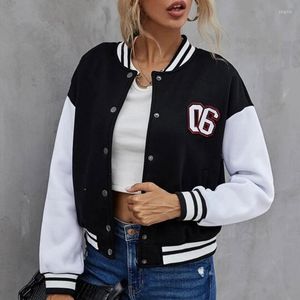 Sweats à capuche femme sweats femmes femmes Harajuku université Baseball veste lettre impression Patchwork manches longues uniforme hauts automne