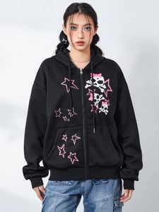 Sweats à capuche pour femmes femmes S Zip Up sweat à capuche veste dessin animé crâne étoile motif manteau vêtements