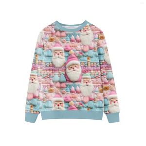 Dames Hoodies Dames Sweatshirt 3D Vision Kerstmis Kerstman Print Lange mouw Feest Tees Herfst O-hals Trui Top Casual Dames