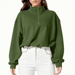 Vrouwen Hoodies Vrouwen Sweatshirt Harajuku Groene Rits Kraag Hoodie Koreaanse Vintage Lange Mouw Crop Tops Y2k Oversize Blouses Meisjes