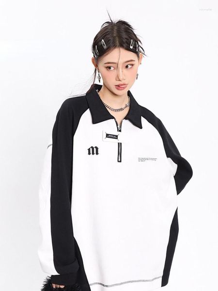 Sweats à capuche femme sweats femme noir blanc Style Hip Hop surdimensionné Harajuku pulls mode coréenne Preppy Couple hauts Streetwear