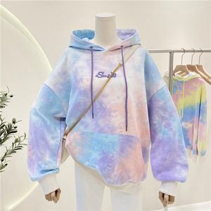 Sweats à capuche pour femmes femmes mince broderie Splash encre coloré en vrac rue mode pull chemises dames décontracté Punk surdimensionné à capuche