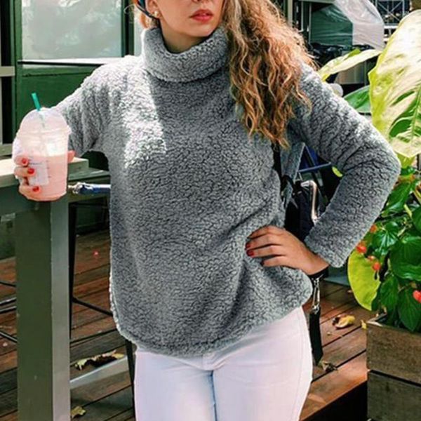 Sudaderas con Capucha para Mujer Suéter De Cuello Alto para Mujer Otoño Invierno Sólido Elegante Grueso Cálido Jerseys De Punto De Manga Larga Jerséis Básicos Informales para Mujer